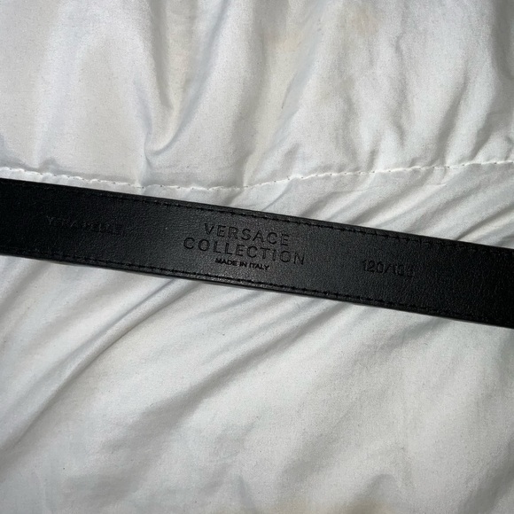 Versace Collection, men's belt, leather, black metallic with gold Versace Emblem - Picture 5 of 9